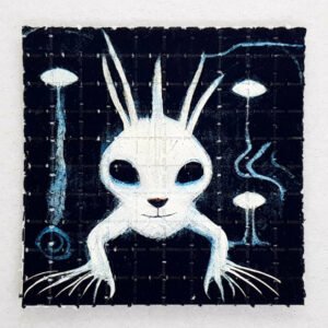 Alien White Rabbit Mini Blotter Art